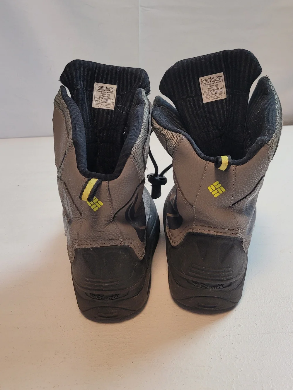 Columbia Gray and Black Waterproof Hiking Boots with Lime Accents